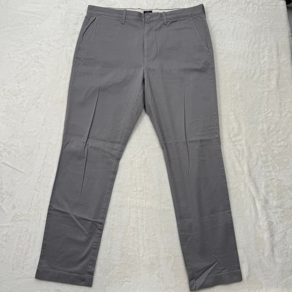 J.Crew Chino Pants Mens Grey 770 Straight Fit Stretch Cotton Twill Trousers